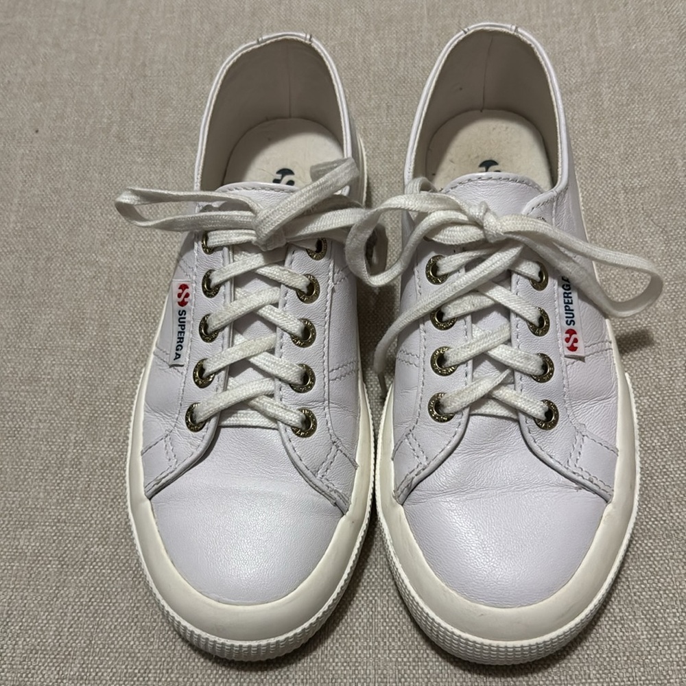 Superga All Leather 2750 Cantu Sneakers-Sz Euro Sz 35-Ice White-EUC - Picture 4 of 16